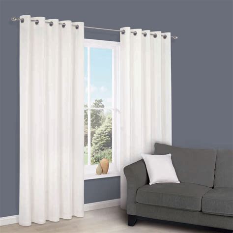 Zen White Plain Eyelet Curtains W117cm L137cm Departments Diy