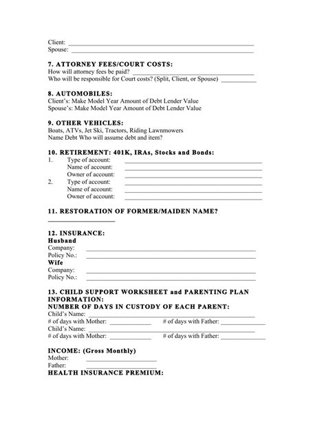 Divorce Client Intake Form Fill Out Sign Online And Download Pdf Templateroller