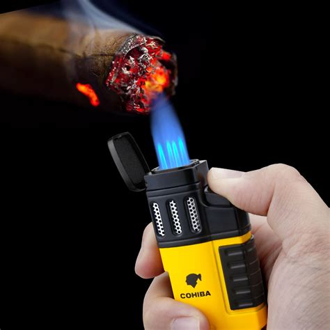 Cohiba Cigar Torch Lighter 4 Torch Jet Flame Refillable With Punch