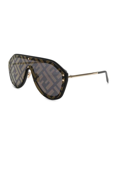 Fendi Leather Logo Face Sunglasses In Metallic Lyst