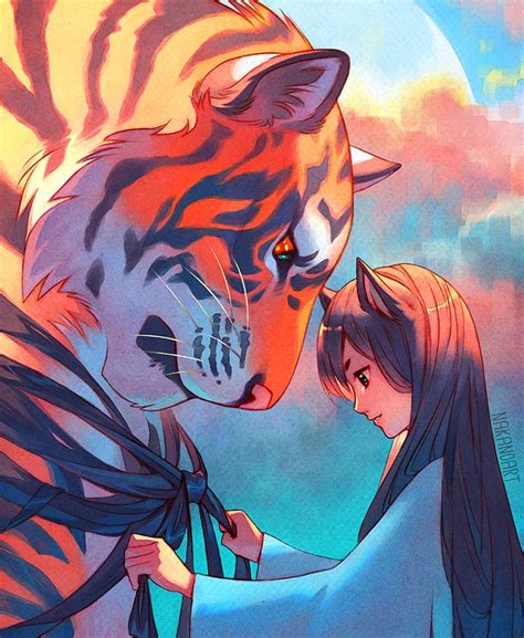 Tangled Tiger By Nakanoart On Deviantart Tiger Art Big Cats Art Cat Art