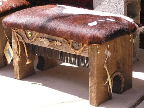 For the western home decor we should stay with beige a few browns and suntans. Cowboy bench | Decor, Home decor, Junk jewelry