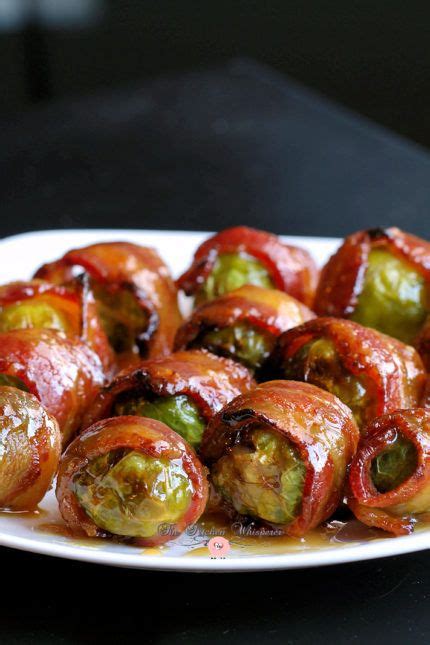 Candied Bacon Wrapped Brussels Sprouts Covered In A Maple Dijon Glaze Seriously Delicious