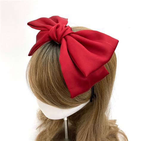 Big Bow Thin Headband For Women Lovely Bow Headband Silk Etsy