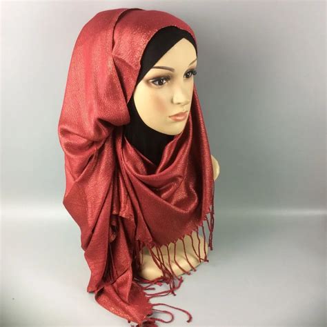 popular fashion arabic malaysian style plain shiny gold colorful muslim turkish hijab with