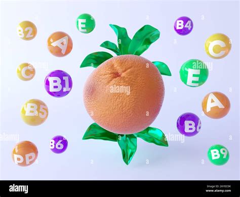 Orange Infographics Poster Citrus Fruit 3d Illustration Vitamins