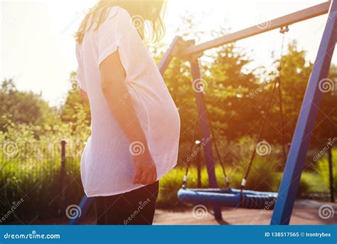Lonely Pregnant Woman On The Playground Stock Image Image Of Playground People 138517565