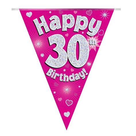 Pink Hearts 30th Birthday Bunting Party Save Smile