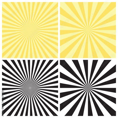 Set Of Abstract Radial Sunburst Backgrounds Retro Style Circular Light