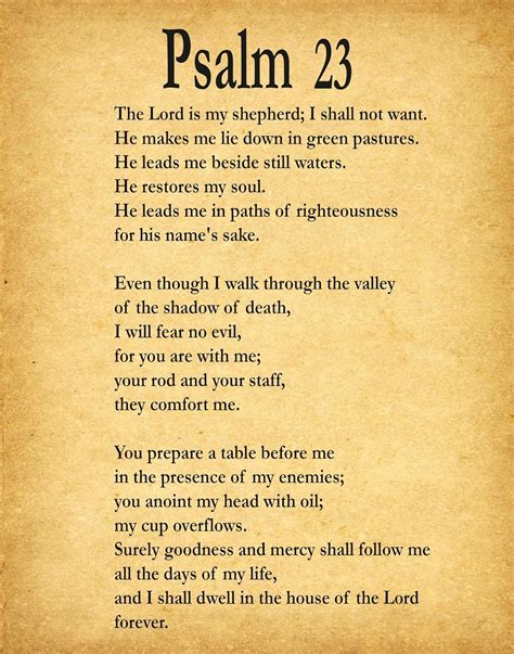 Psalm 23 Free Printable Web 1the Lord Is My Shepherd