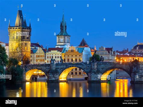 Prague Czech Republic At Night Stock Photo Alamy