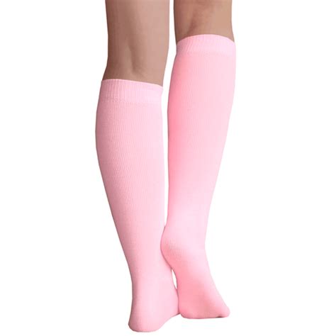 thin solid light pink knee highs