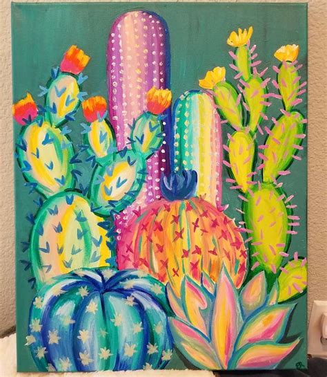 Cacti Colorful Flower Art Diy Art Painting Diy Canvas Art Painting
