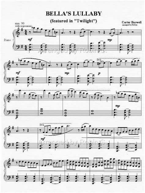 Piano sheet is arranged for piano and available in easy and advanced versions. bella's lullaby | Tumblr