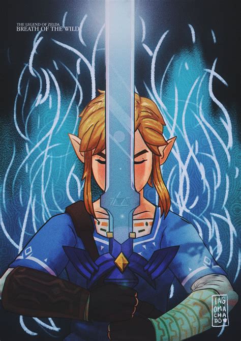 breath of the wild link and master sword master sword zelda art master sword breath of