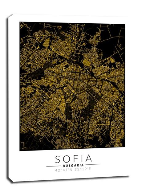 Obraz Na Płótnie Sofia Złota Mapa 50x70 Cm Galeria Plakatu Sklep Empik