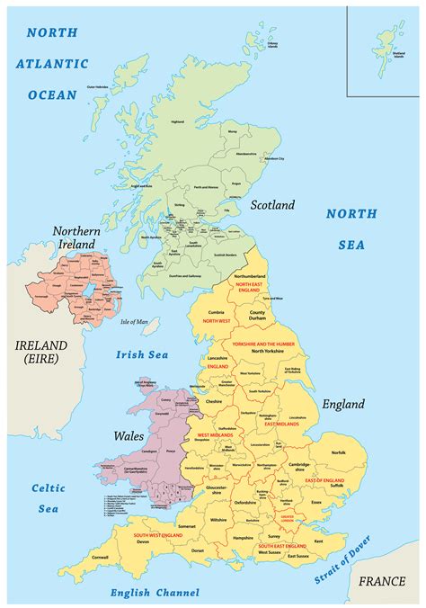 Maps Of Great Britain With Counties And Cities Washington Map State
