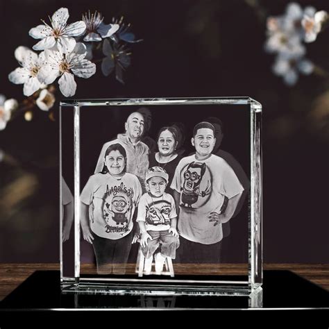 3D Crystal Photo Cube Picture Etched In Glass Cube 3d Photo