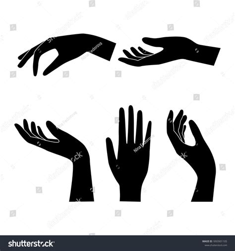 Hand Silhouettes Set Elegant Gestures Black Stock Vector Royalty Free