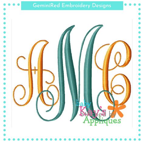 Elegant Monogram Font Four Sizes Geminired Embroidery Designs
