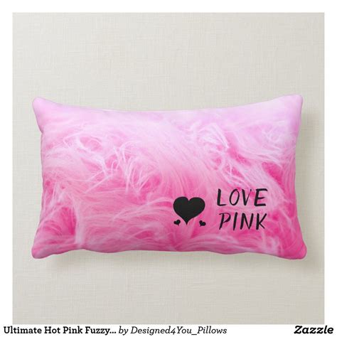 Ultimate Hot Pink Fuzzy Faux Fur Lumbar Pillow Pillows Throw Pillows Hot Pink
