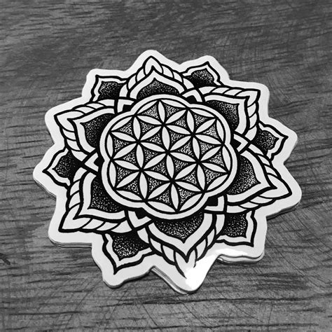 Flower Of Life Mandala Sticker Sacred Geometry Etsy Uk Geometric Mandala Tattoo Flower Of
