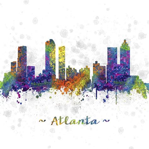 Atlanta Georgia Skyline Color 03sq Drawing By Aged Pixel