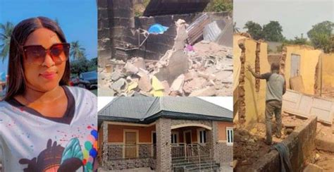 Nigerian Lady Demolishes Parents Scrapped House Builds And Unveils