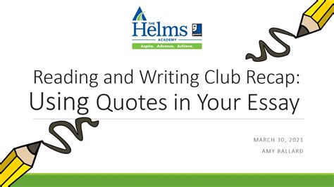 Using Quotes In Your Essay Reading And Writing Club Recap