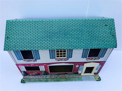 vintage tin doll house metal litho wolverine 2 story doll etsy