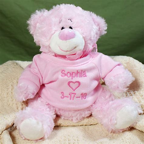 Personalized Ts Embroidered New Baby Girl Pink Teddy Bears