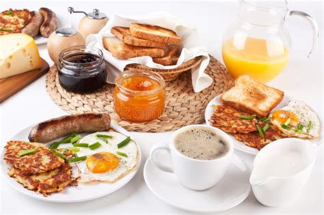 Traditional Large American Breakfast Stock Image Image Of Drink