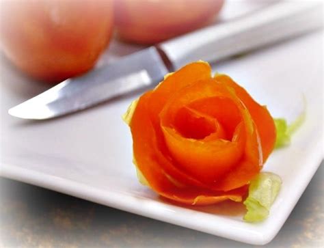 How To Make Garnishes Tomato Rose Carrot Flower Radish Florette