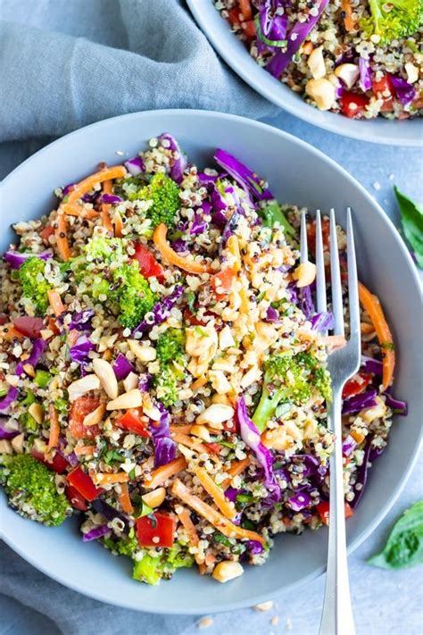 Thai Peanut Quinoa Salad Is Full Of Vibrantly Colored Carrots Cabbage