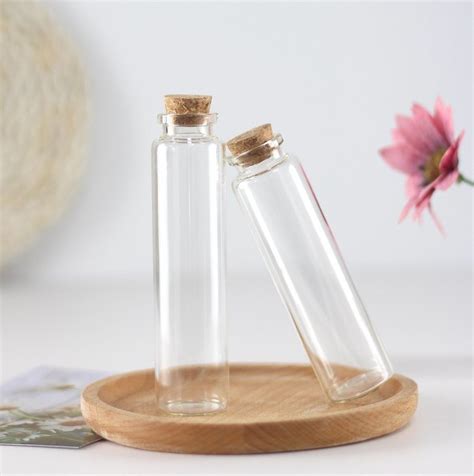 Clear Glass Bottle Vials Empty Sample Jars With Cork Stopper Vial Weddings Wish Bottle Small