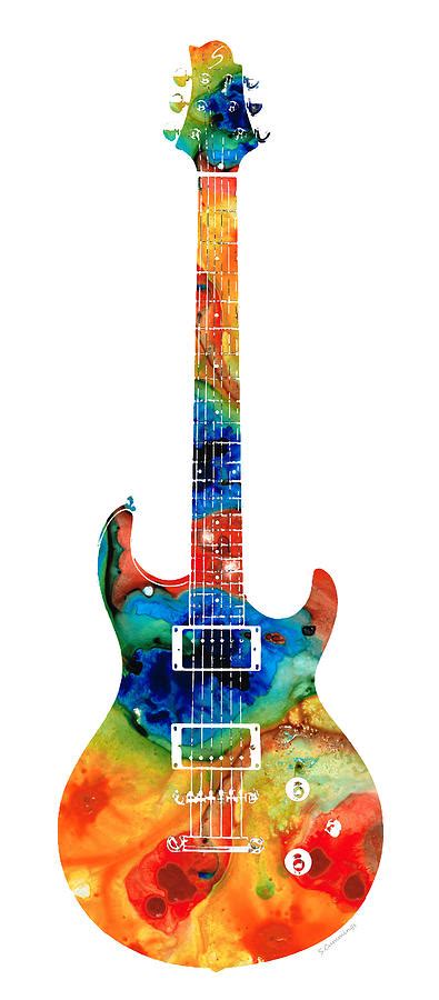 Colorful Electric Guitar 2 Abstract Art By Sharon Cummings Painting