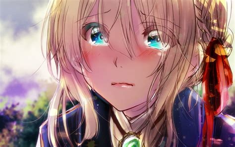 Download Wallpapers Violet Evergarden Cry Manga Anime Characters