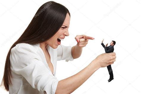 Yelling Woman Pointing At Small Scared Man Stock Photo By ©konstantynov