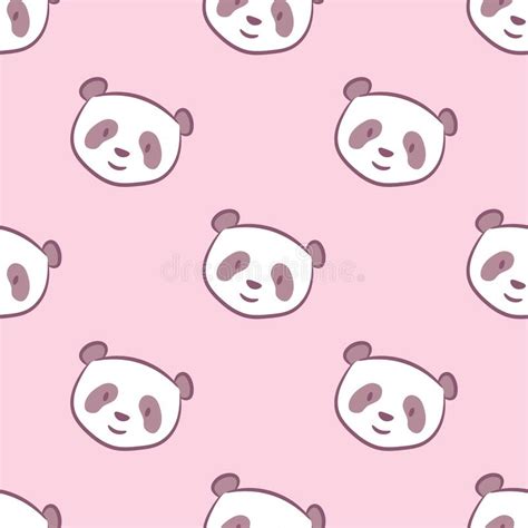 Pink Panda Pattern Seamless Vector Background Stock Vector