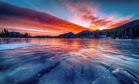 Cloud Ice Lake Mountain Nature Sky Sunrise Winter Wallpaper 2560x1550