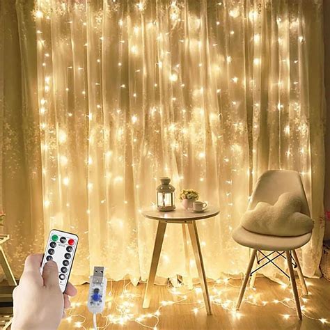 300 Led Fairy Curtain Lights Modes Window Wall Hanging String Lights