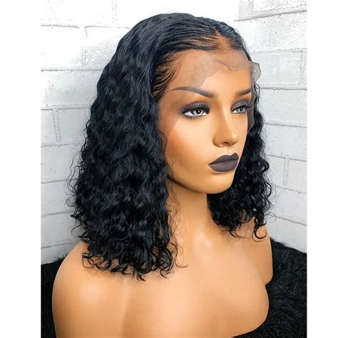 Bob Wig Lace Front Human Hair Wigs For Women Natural Black Short Curly Bob Frontal Lace Wigs
