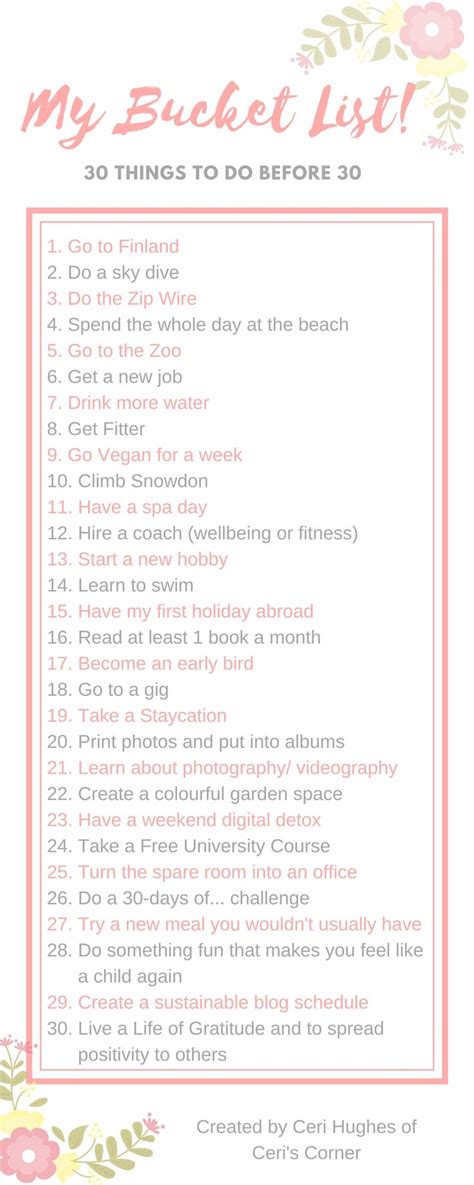 Birthday Weekend 30 Things To Do Before 30 30 Before 30 List 30