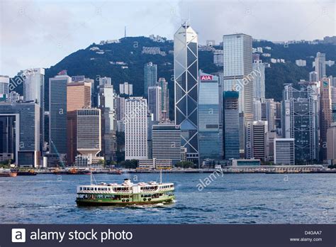 Star Ferry On Victoria Harbour With Hong Kong Skyline Central In The