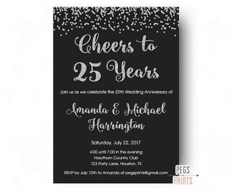 25th Anniversary Invitations Printable 25th Wedding Etsy