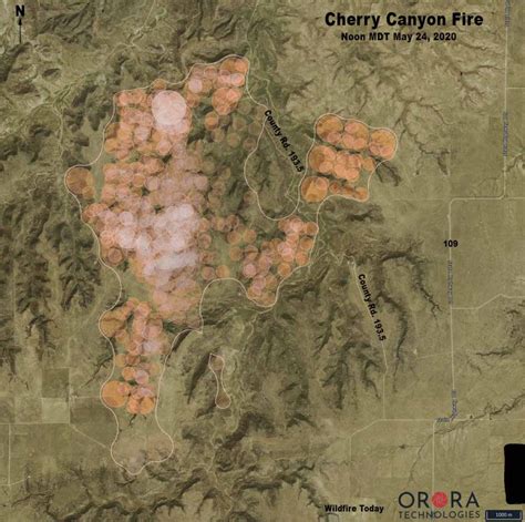 Map Cherry Canyon Fire Noon 5 24 2020 Wildfire Today