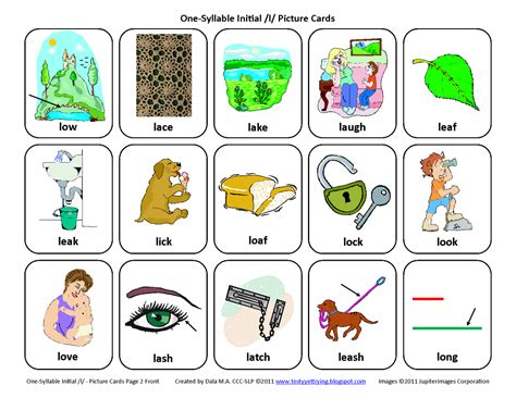 Testy yet trying: Initial L: Free Speech Therapy Articulation Picture Cards