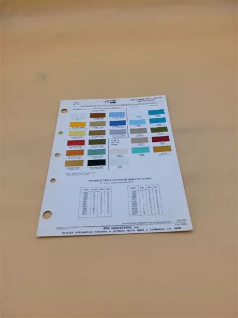 1975 Ditzler Ppg Commercial Dodge Truck Paint Chips Color Swatches