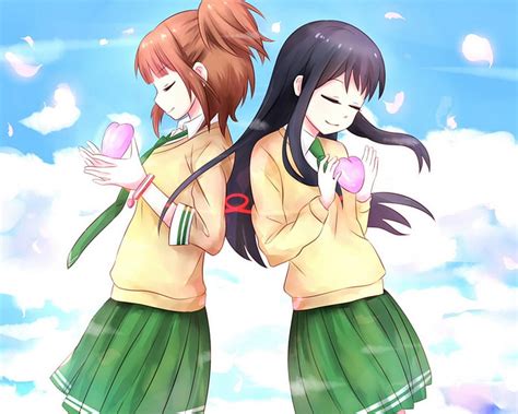 Riko And Natsuo Dark Hair Brown Hair Maki Pretty Girl Anime Girls