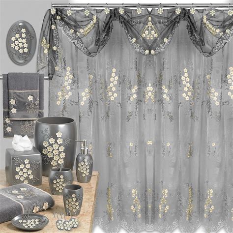 Popular Bath Bloomfield Sheer Shower Curtain And Valance Shower Curtain